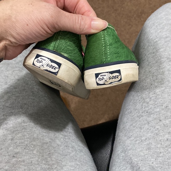 Sperry Top Sider Jeffrey green calf hair slip ons round toe - Picture 4 of 7